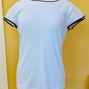White Women's Top with Black Trim